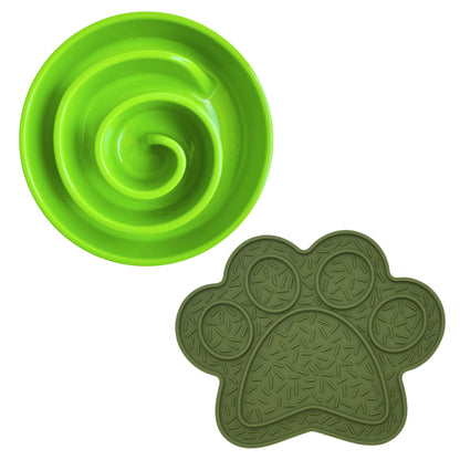 SLOW BUNDLE: Slow Feeder Green & Lick Mat Paw Green